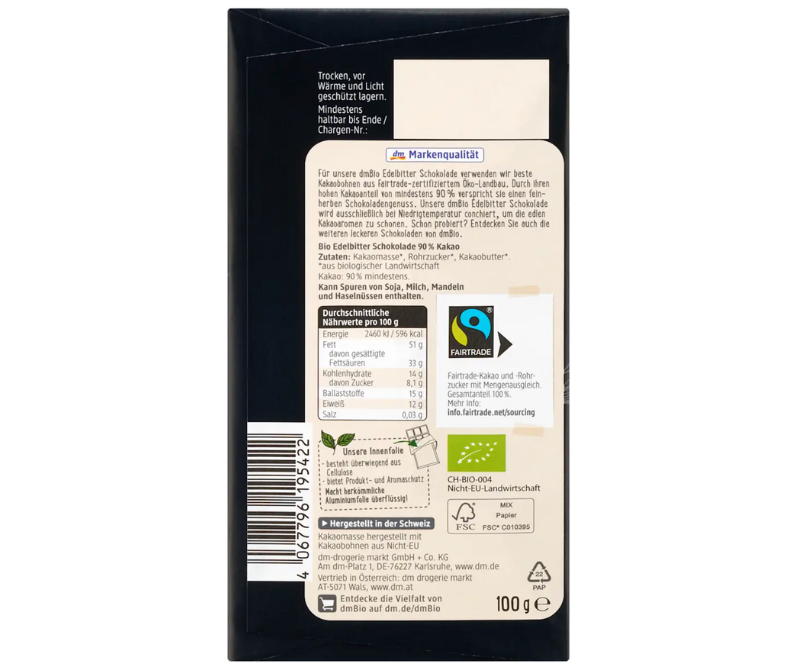 Chocolat noir intense bio (90 % cacao) - 100 g – Image 3