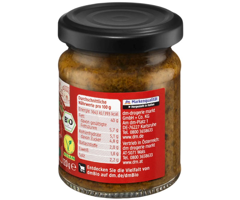 Pesto tomate roquette bio – 125 g – Image 2