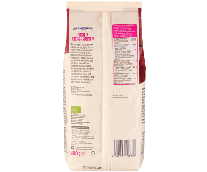 Pâtes Fusilli aux pois chiches bio sans gluten – 300 g – Image 4