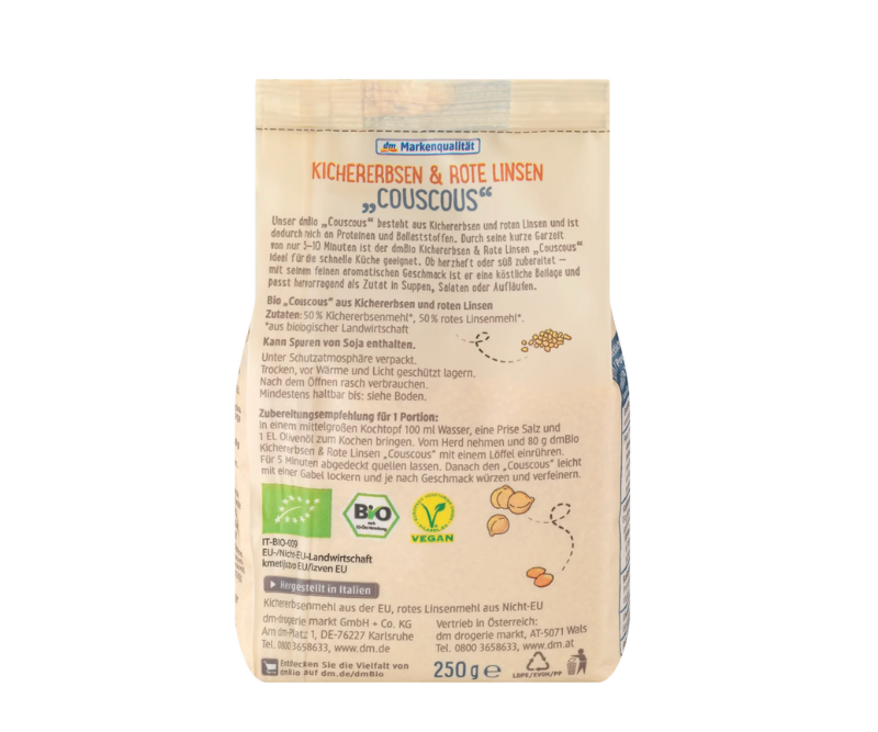 Couscous sans gluten pois chiches et lentilles corail bio – 250 g – Image 2