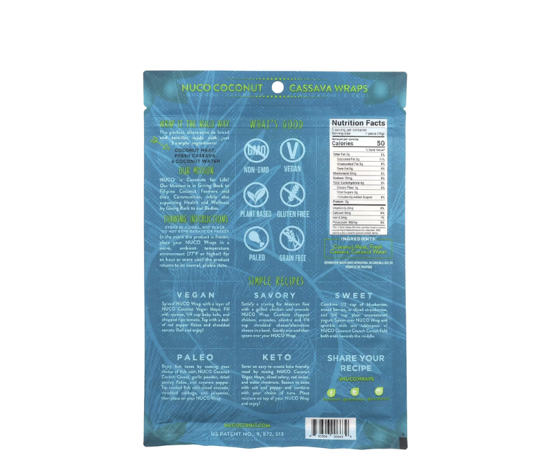 Wraps sans gluten noix de coco & manioc – 5 pièces (55 g) – Image 2