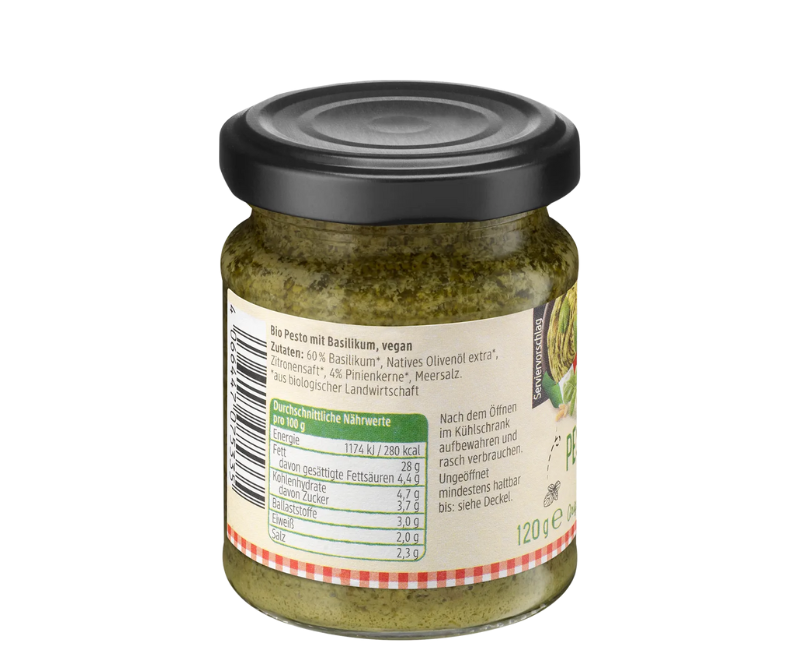 Pesto Basilico bio vegan aux pignons de pin – 120 g – Image 2