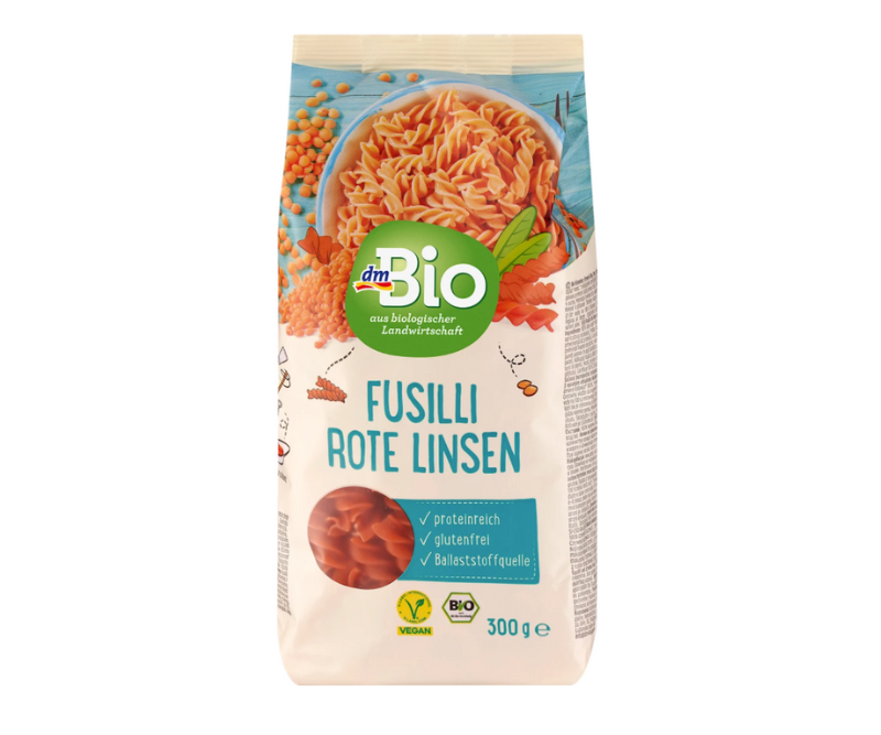 Pâtes Fusilli lentilles corail bio