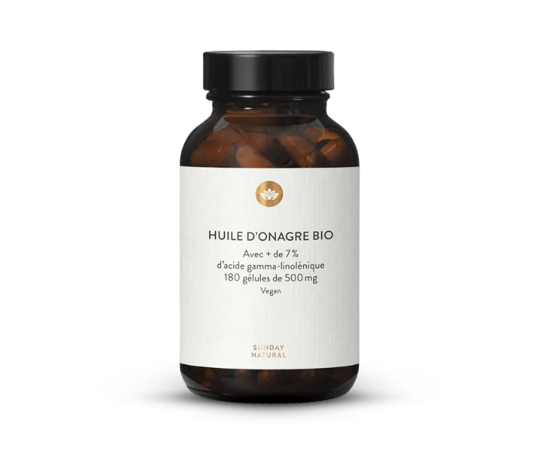 Huile d’Onagre Bio – Pressée à Froid – 180 Gélules Véganes