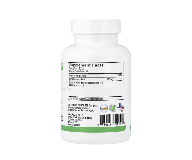 Tocotriénols de Vitamine E (sans tocophérols) – 125 mg – 60 softgels – Image 2