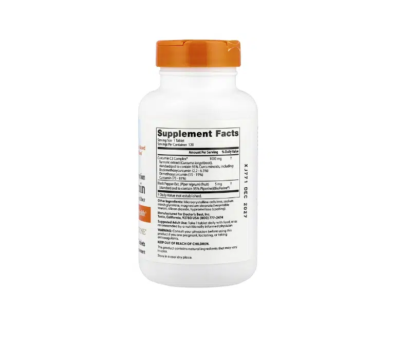 Curcumine haute absorption Curcumin C3 Complex® + BioPerine® – Articulations & antioxydant – 120 comprimés – Image 2