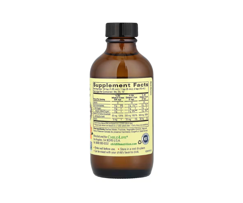 Vitamine C Liquide pour Enfants – Saveur Orange – 118 ml – Image 2