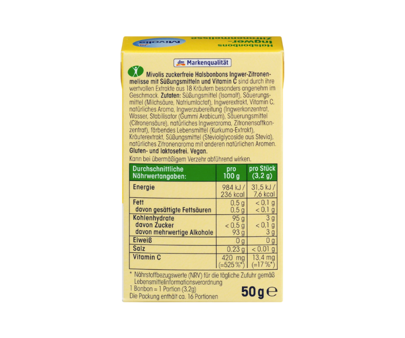 Bonbons Sans Sucre Gingembre, Mélisse Citronnée et Vitamine C – Image 2