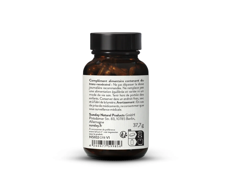 Resvératrol 500 mg (Trans-resvératrol Veri-te™) – 60 gélules vegan – Image 2