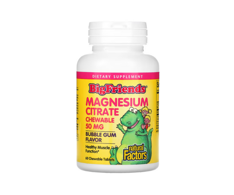 Magnésium Citrate à Croquer pour Enfants – Goût Bubble Gum – 60 Comprimés