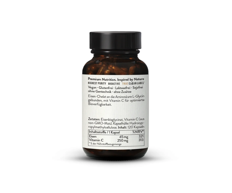 Fer chélaté bisglycinate 45 mg + Vitamine C – 120 gélules – Image 2