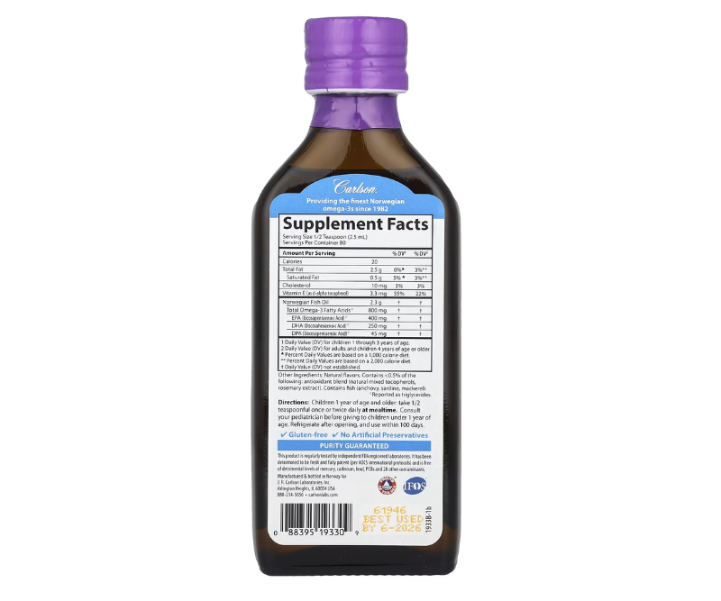 Huile de Poisson Oméga-3 Enfant – Saveur Fruits Rouges – 200 ml – Image 2