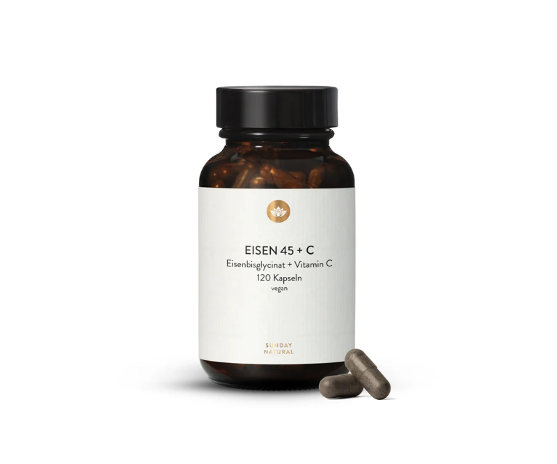 Fer chélaté bisglycinate 45 mg + Vitamine C – 120 gélules