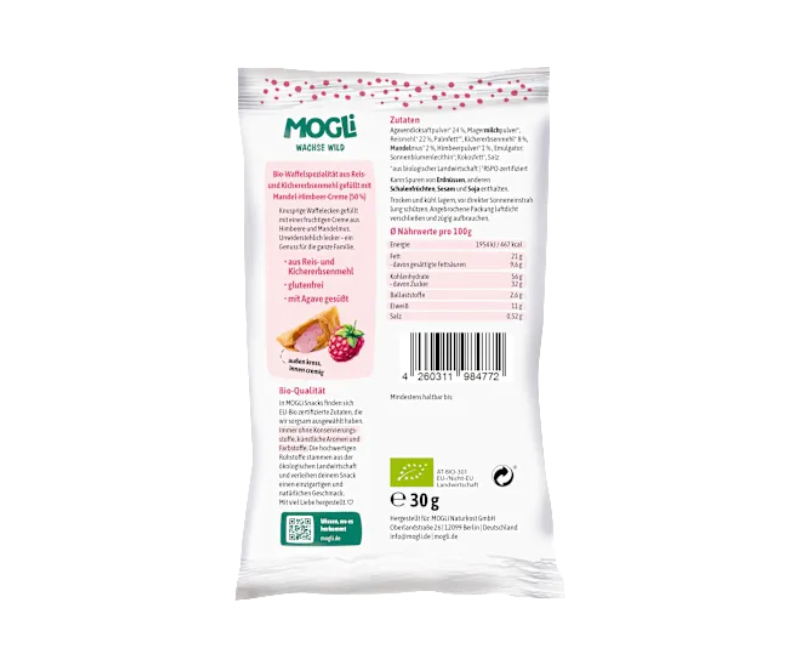 Biscuits bio sans gluten fourrés crème amande framboise pour enfants et adultes – 30 g – Image 2