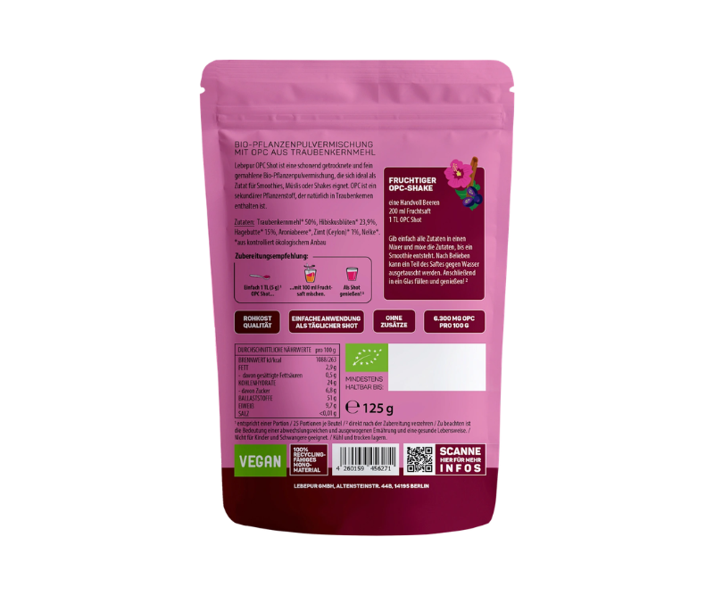 OPC Shot bio – poudre végétale antioxydante aux pépins de raisin, hibiscus et aronia – Image 2