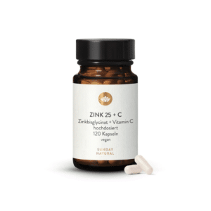 Zinc Bisglycinate 25 mg + Vitamine C – 120 gélules vegan